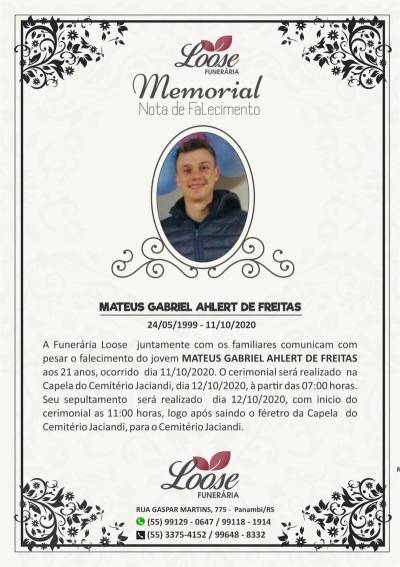 Funerária Loose comunica falecimento