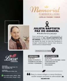 Funerária Loose comunica falecimento em Condor